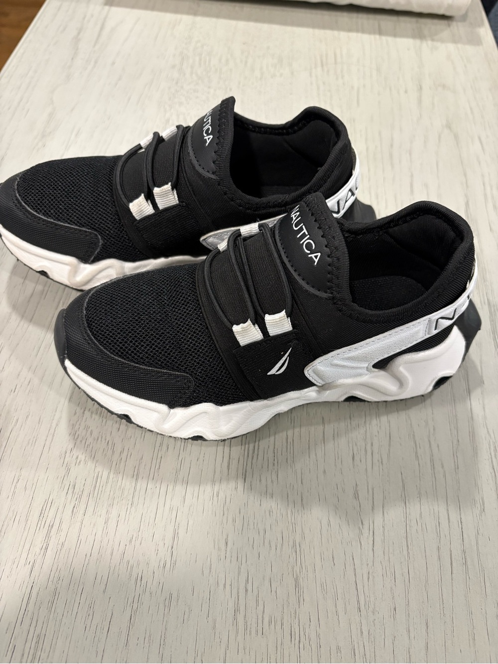 Nautica Kids Black and White Athletic Slip-On Sneakers
